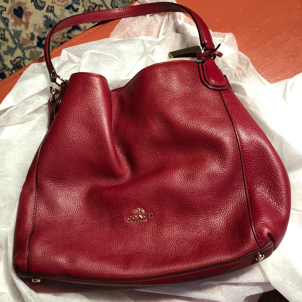 Coach “Edie” Bag..Cordovan Pebbled Leather...NWOT